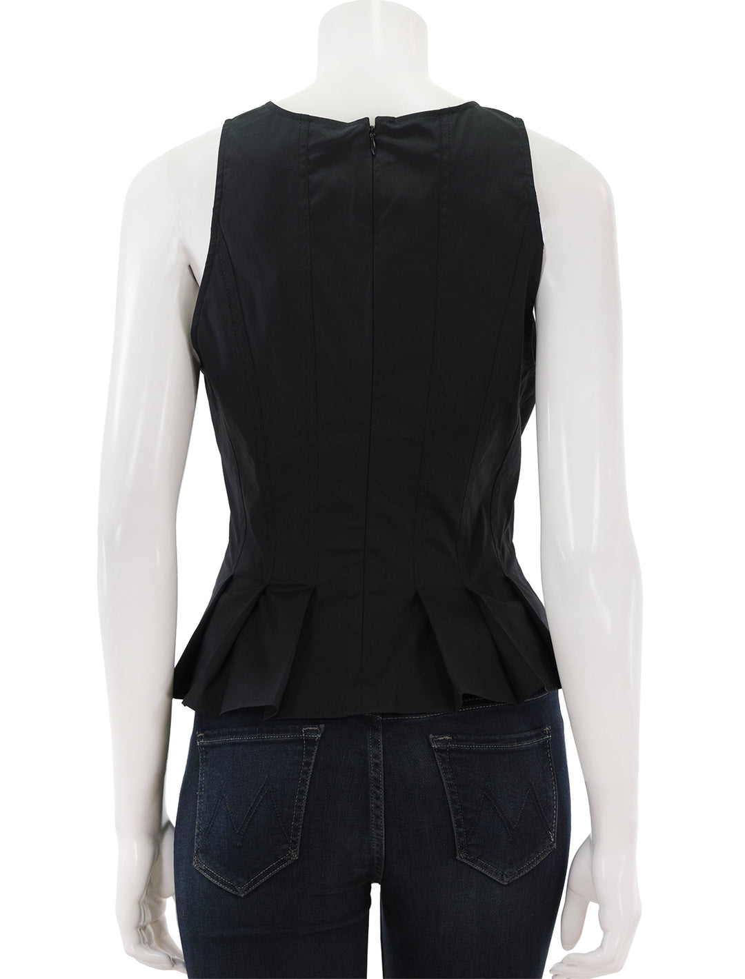 Back view of Veronica Beard's olympia top in black.