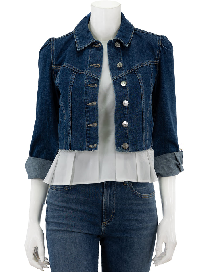 Front view of Veronica Beard's sweeney jacket in second chance wash.