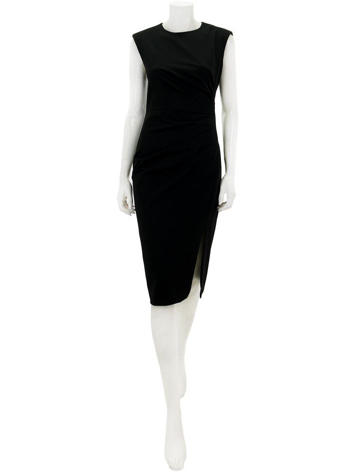 Front view of Veronica Beard's latiki dress in black.