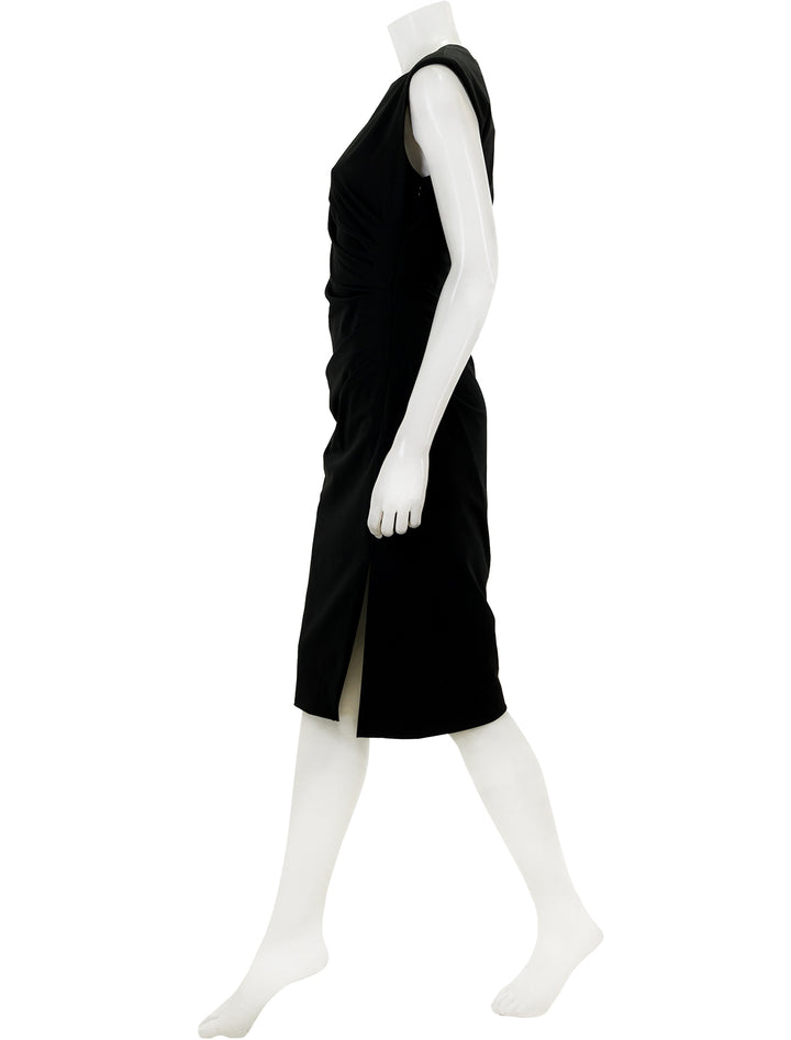 Side view of Veronica Beard's latiki dress in black.