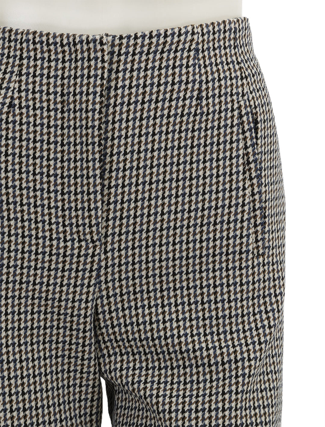 Close-up view of Veronica Beard's dova pant in multi check.