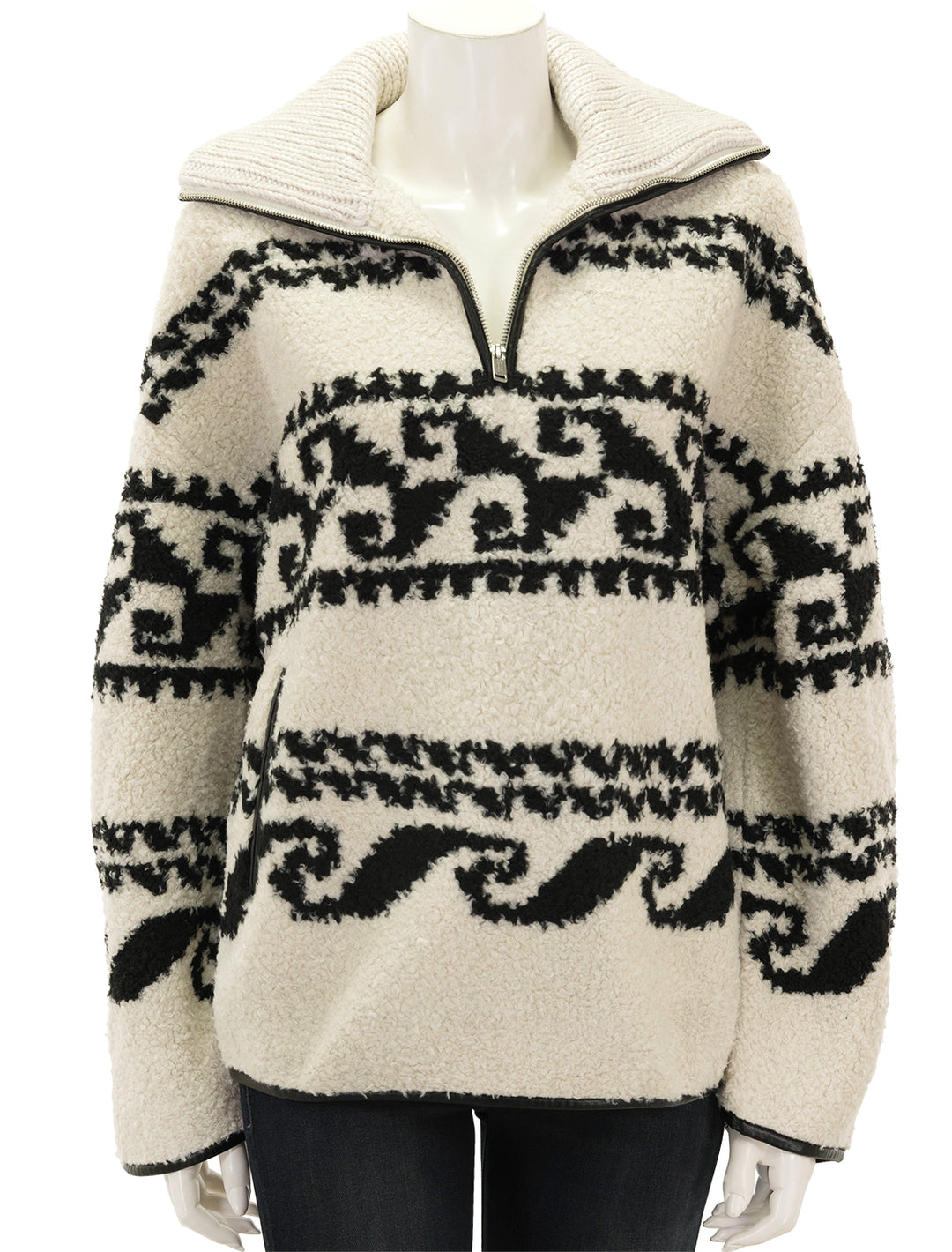 Front view of Isabel Marant's marner pullover in ecru.