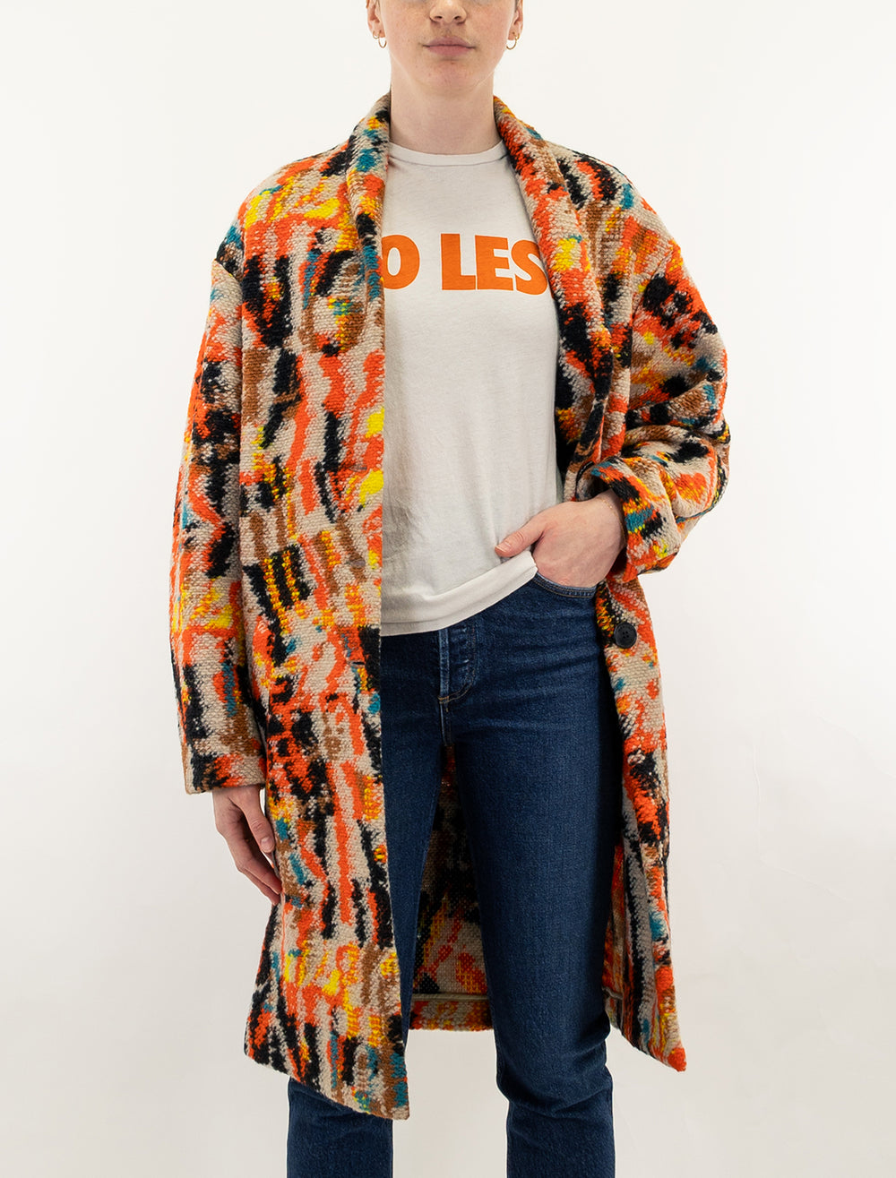 Model wearing Isabel Marant Etoile's sharon in orange.