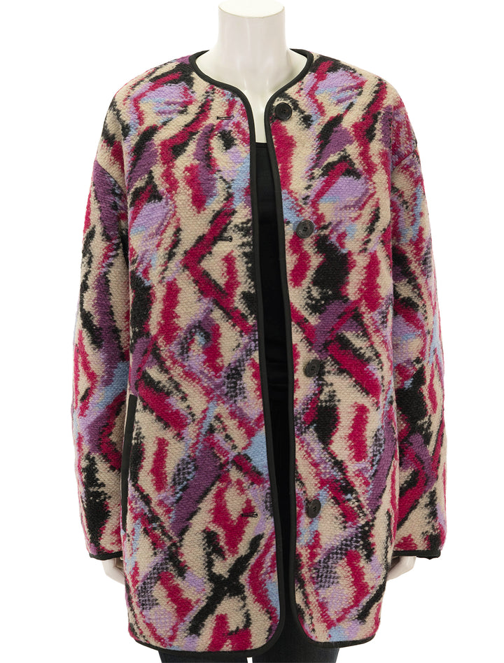 Front view of Isabel Marant Étoile's Himemma Jacket in Fuchsia, unbuttoned.