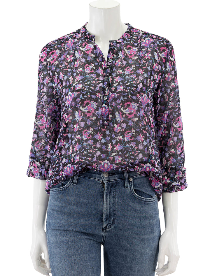 Front view of Isabel Marant Etoile's Maria Blouse in Midnight Pink Floral.