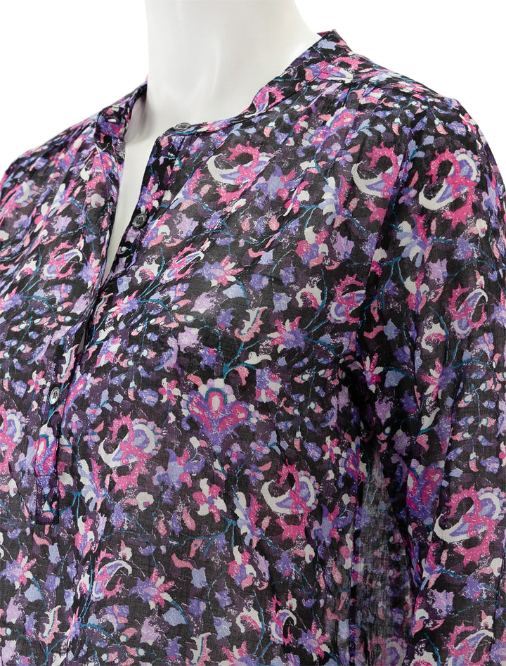 Close-up view of Isabel Marant Etoile's Maria Blouse in Midnight Pink Floral.