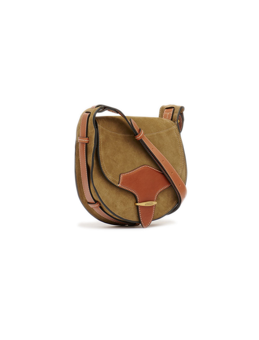 Side angle view of Isabel Marant Etoile's iconic Botsy Crossbody in Khaki.