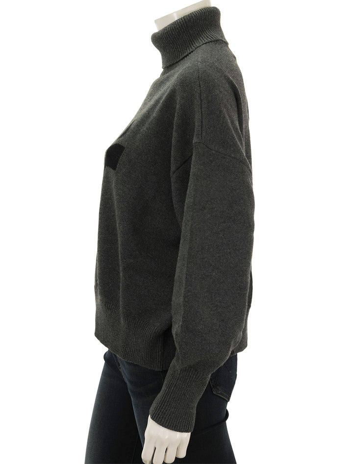 side view of nash turtleneck in anthracite