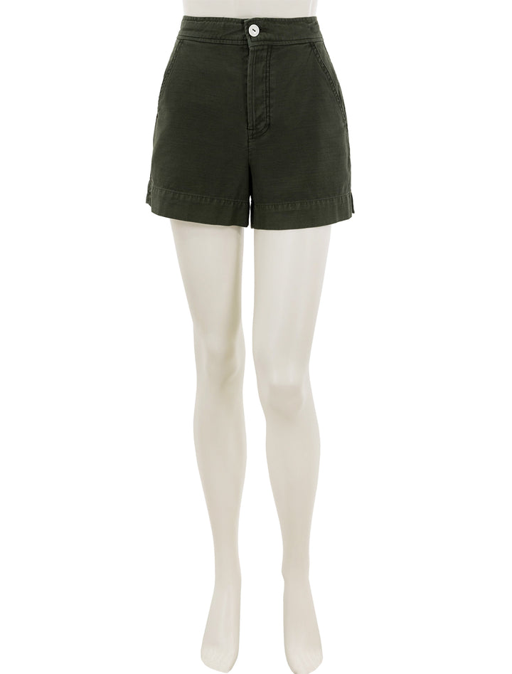 Front view of Alex Mill's alessandra pull-on shorts in pine needle.