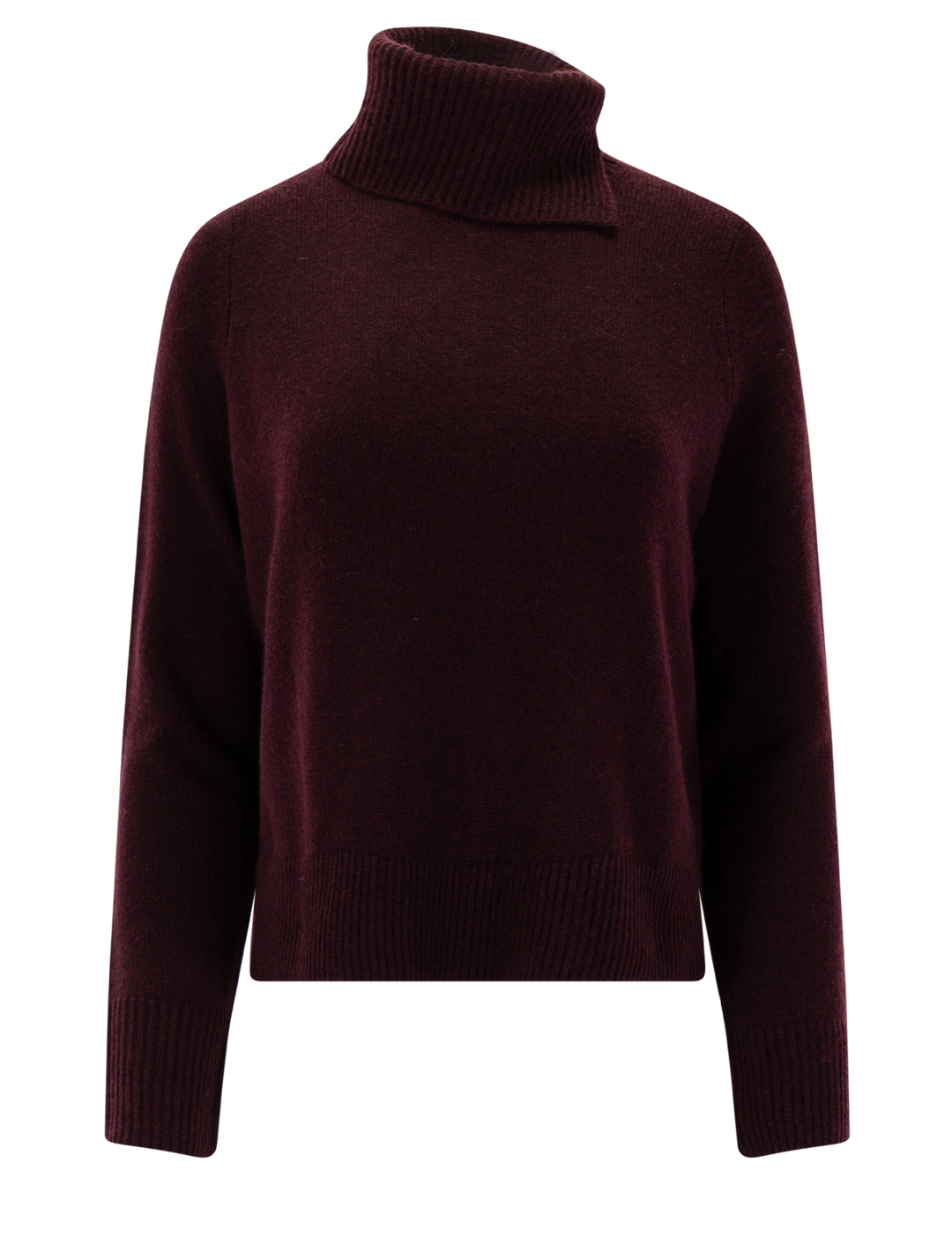 swing turtleneck slit sweater in plum