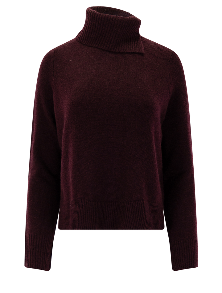 swing turtleneck slit sweater in plum