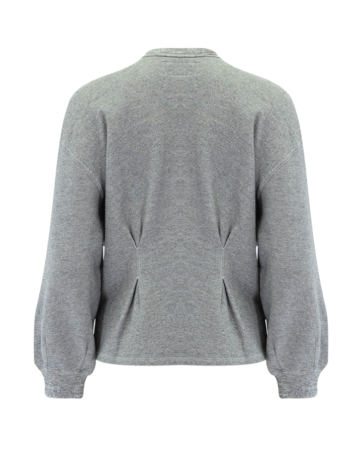 the slouchy corset sweatshirt in varsity grey