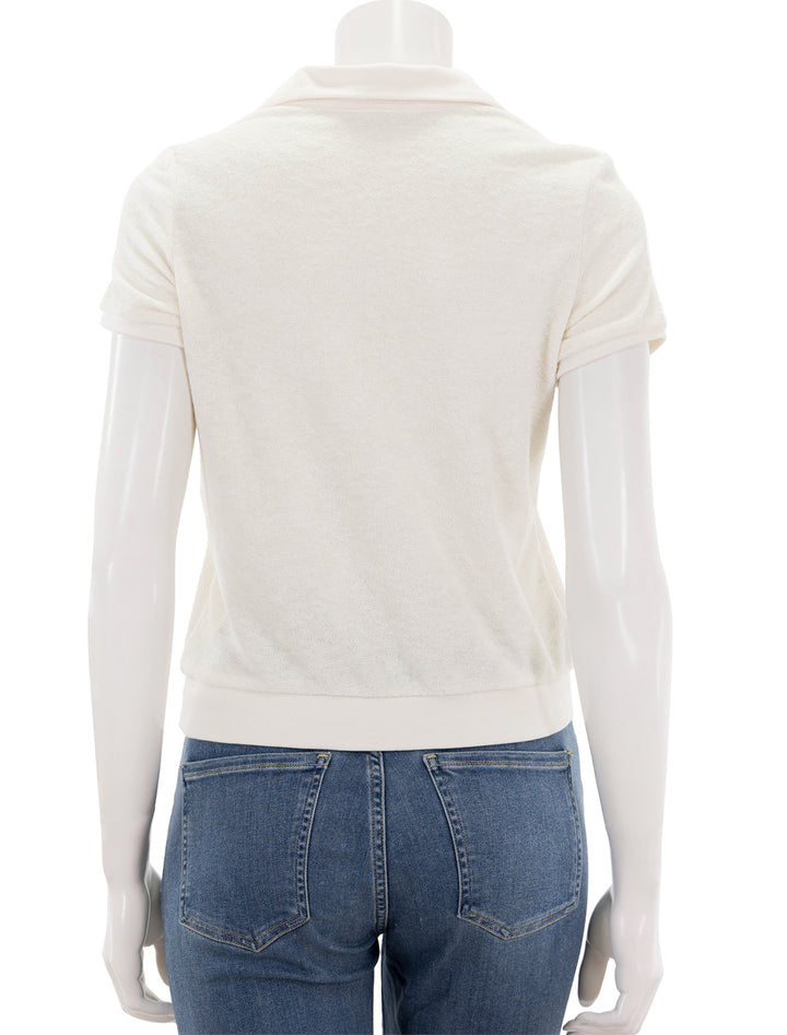 Back view of Marine Layer's vintage polo in antique white.