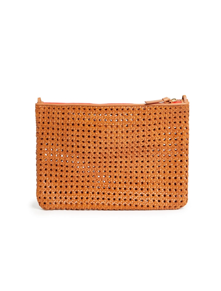 flat clutch with tabs in tan rattan (2)