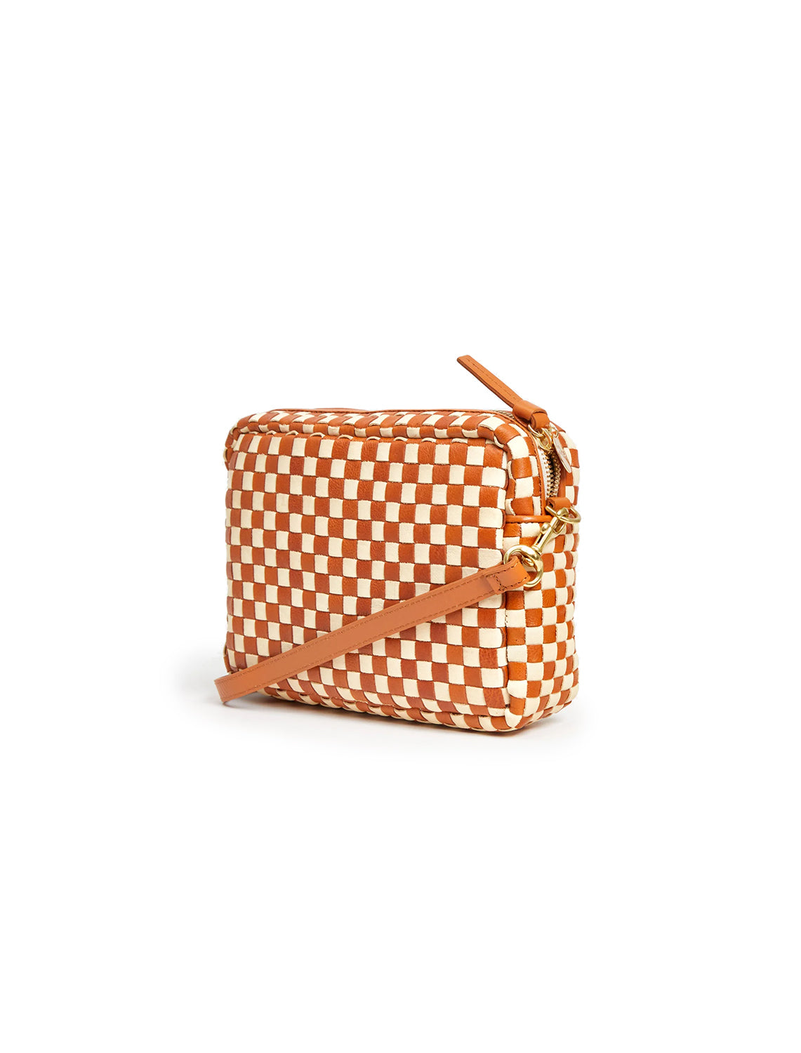 midi sac in black and natural woven checker – Twigs