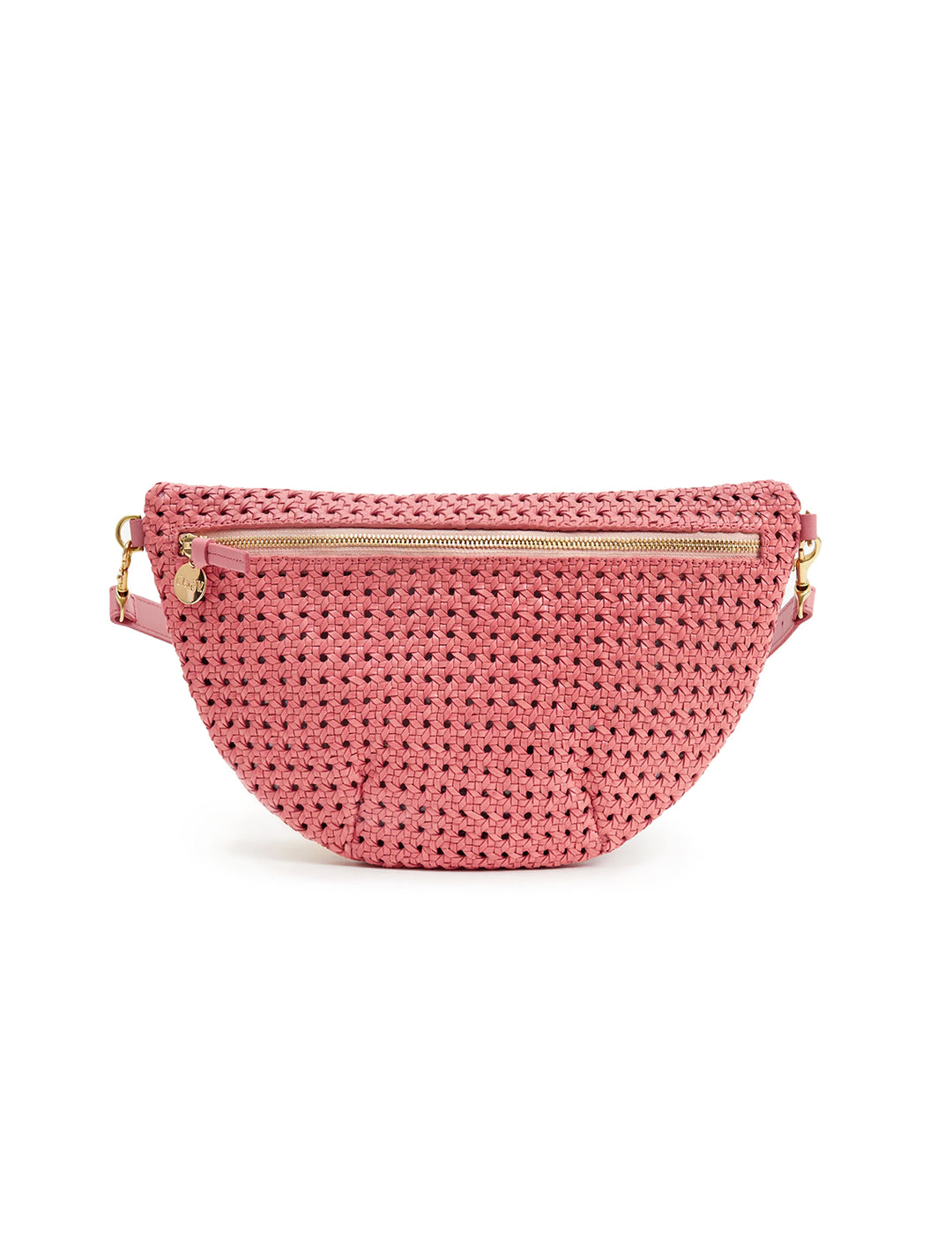 Front view of Clare V.'s grande fanny in petal rattan.