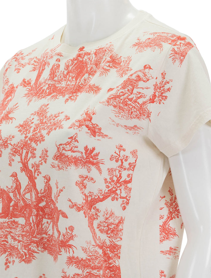 Close-up view of Clare V.'s classic tee in st. calais toile.