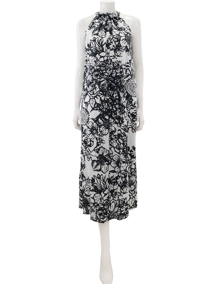 Front view of Velvet's penelope dress in black and white.