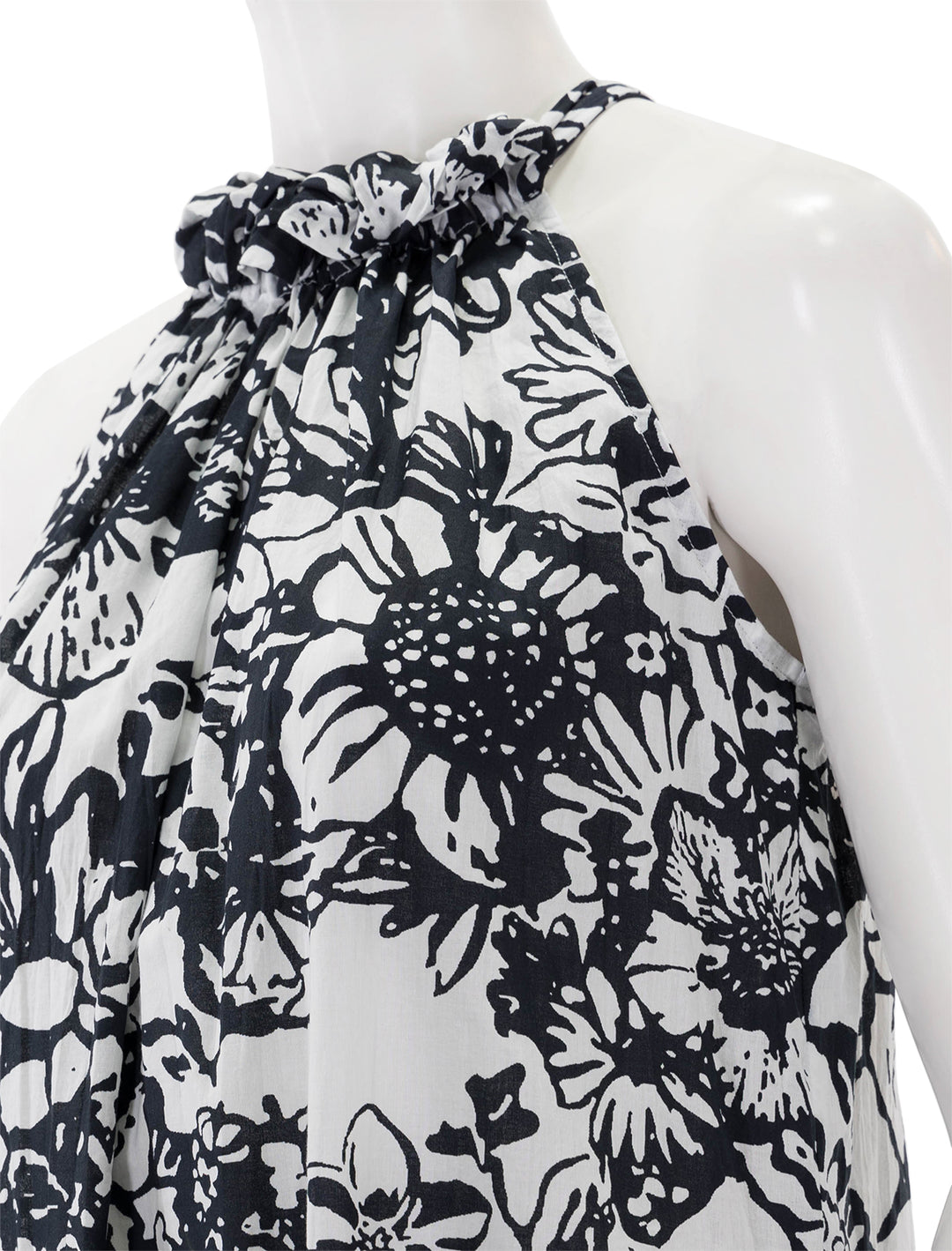 Close-up view of Velvet's penelope dress in black and white.
