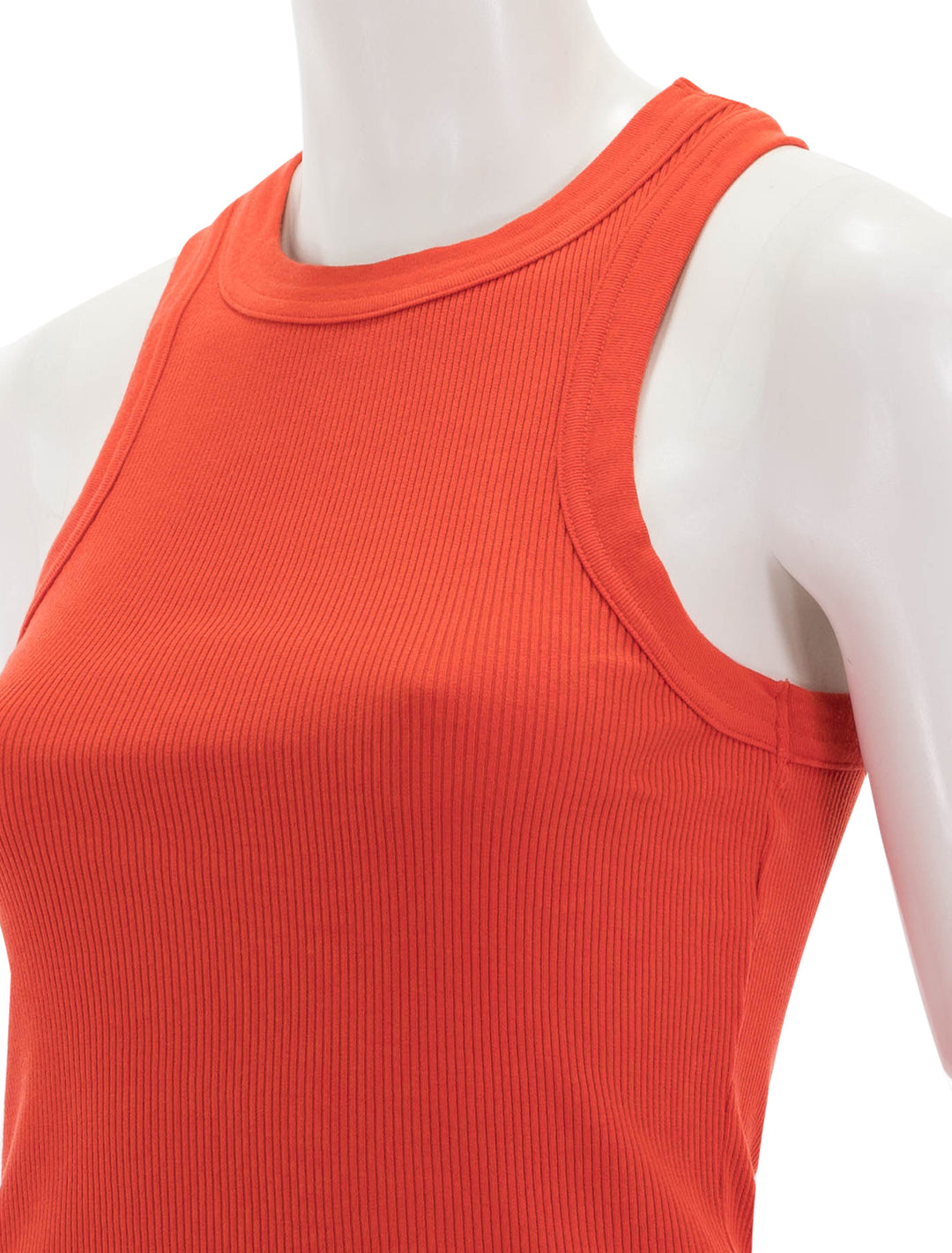 Close-up view of Citizens of Humanity's isabel tank in coral balm.