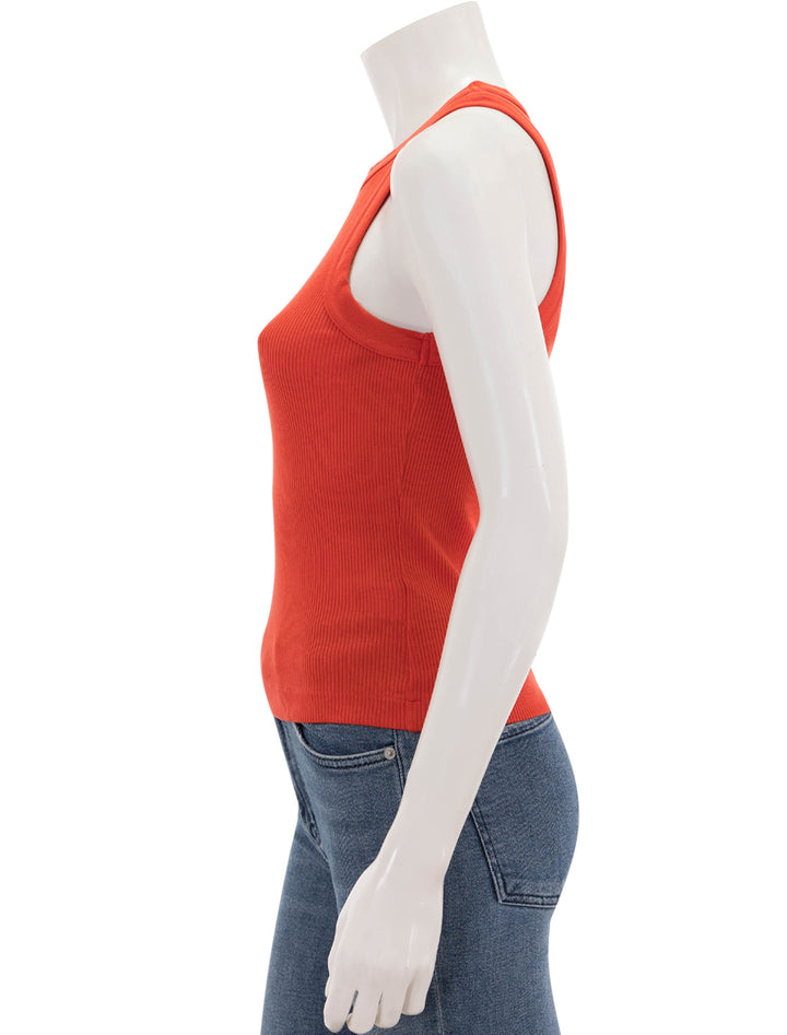 Side view of Citizens of Humanity's isabel tank in coral balm.