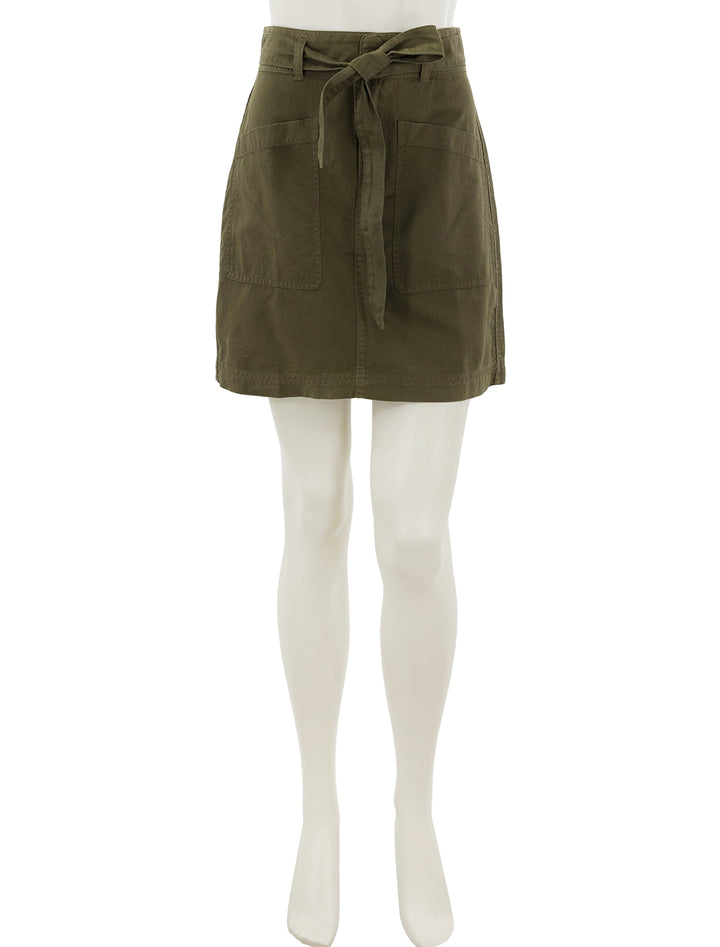 Front view of Faherty's palos verdes skirt in military olive.