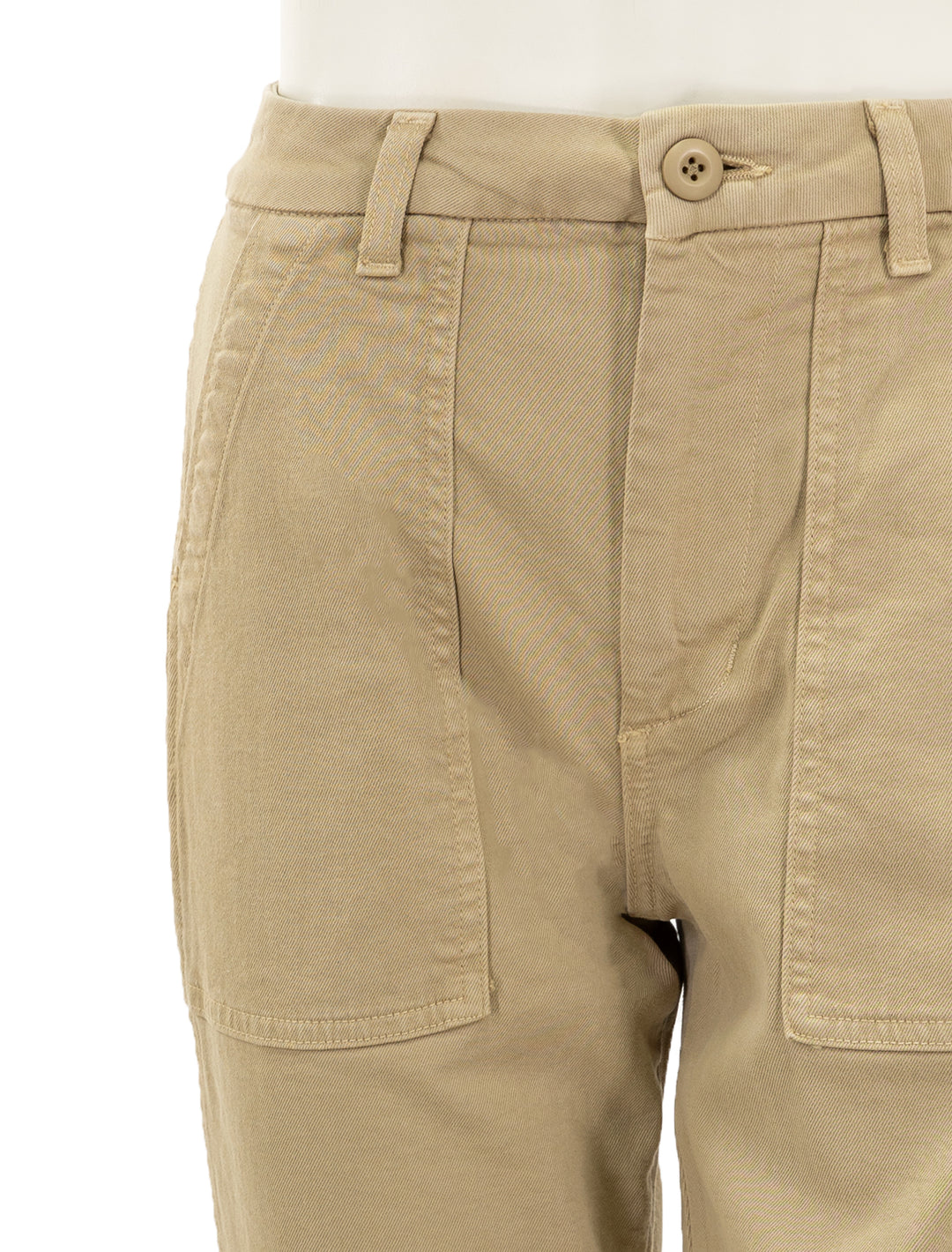 Close-up view of AMO's easy army trouser parchment.