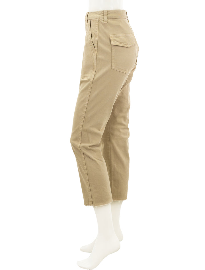 Side view of AMO's easy army trouser parchment.