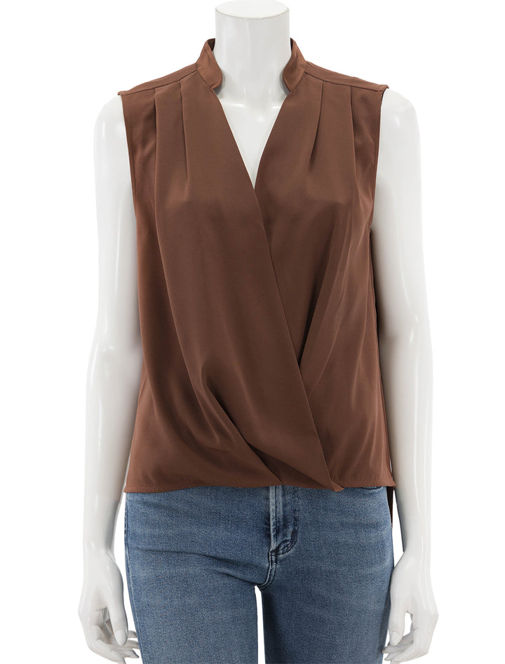 Front view of Rag & Bone's meredith top in brown.
