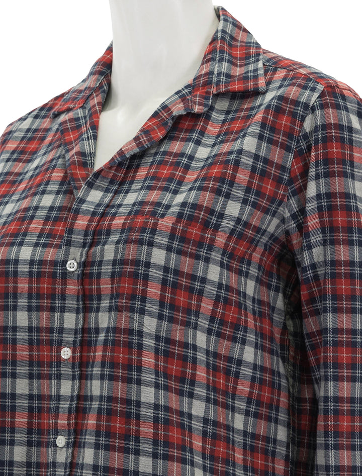 Close-up view of Frank & Eileen's eileen in red grey and navy plaid.