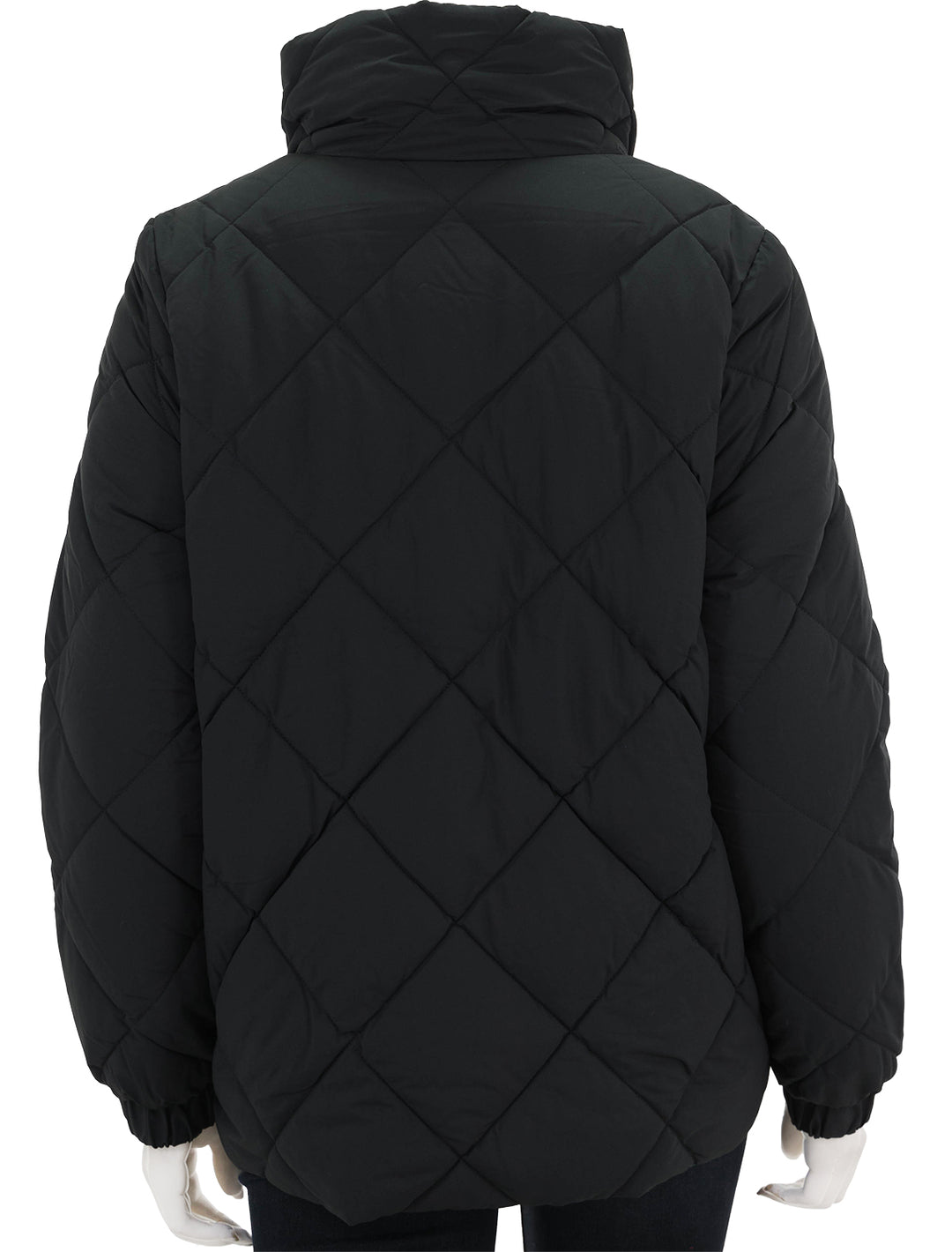 Back view of Barbour's reversible hudswell quilt jacket in black.