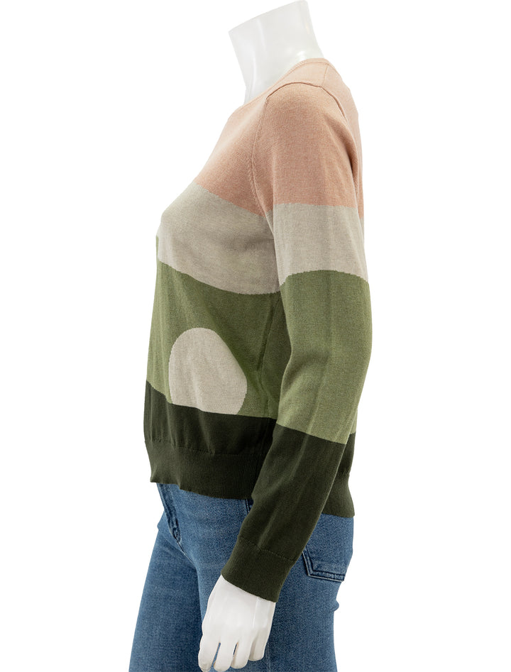 Side view of Marine Layer's scenic sunset sweater.