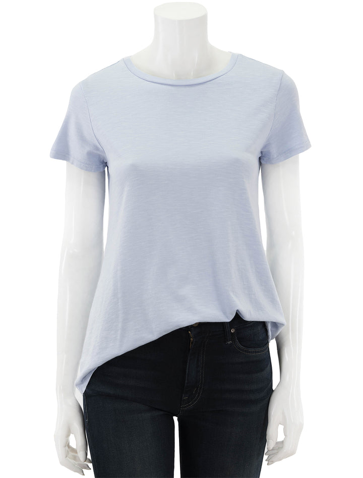 Front view of Marine Layer's swing crew in mazarine blue.