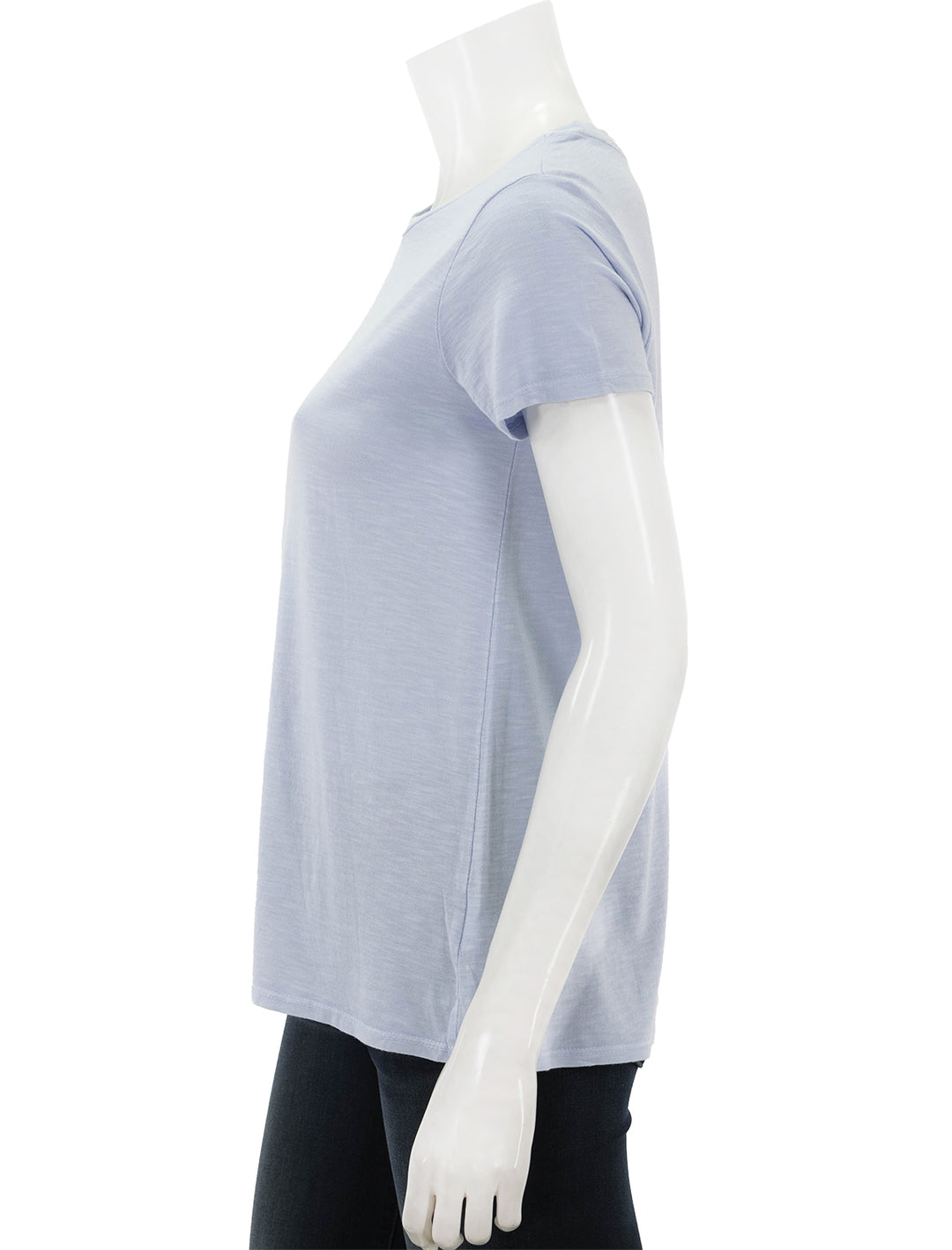 Side view of Marine Layer's swing crew in mazarine blue.
