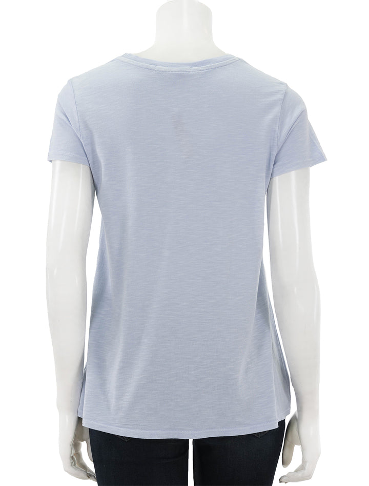 Back view of Marine Layer's swing crew in mazarine blue.