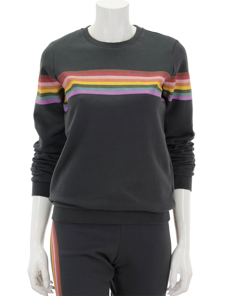 Front view of Marine Layer's anytime sweatshirt in washed black.