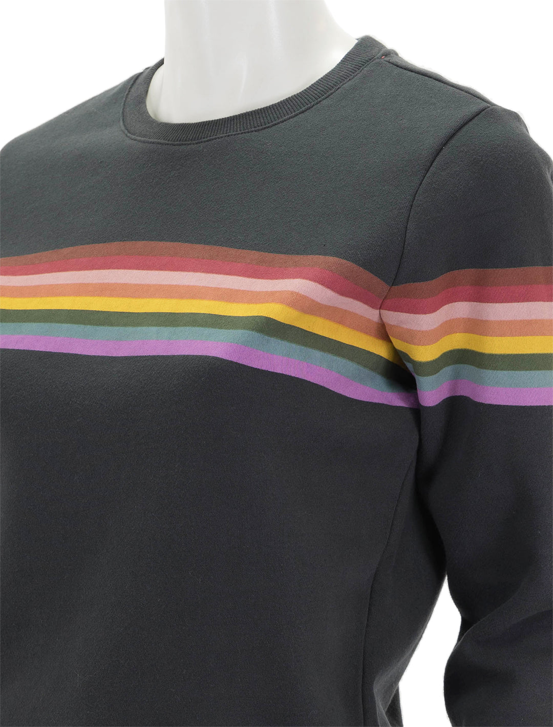 Close-up view of Marine Layer's anytime sweatshirt in washed black.