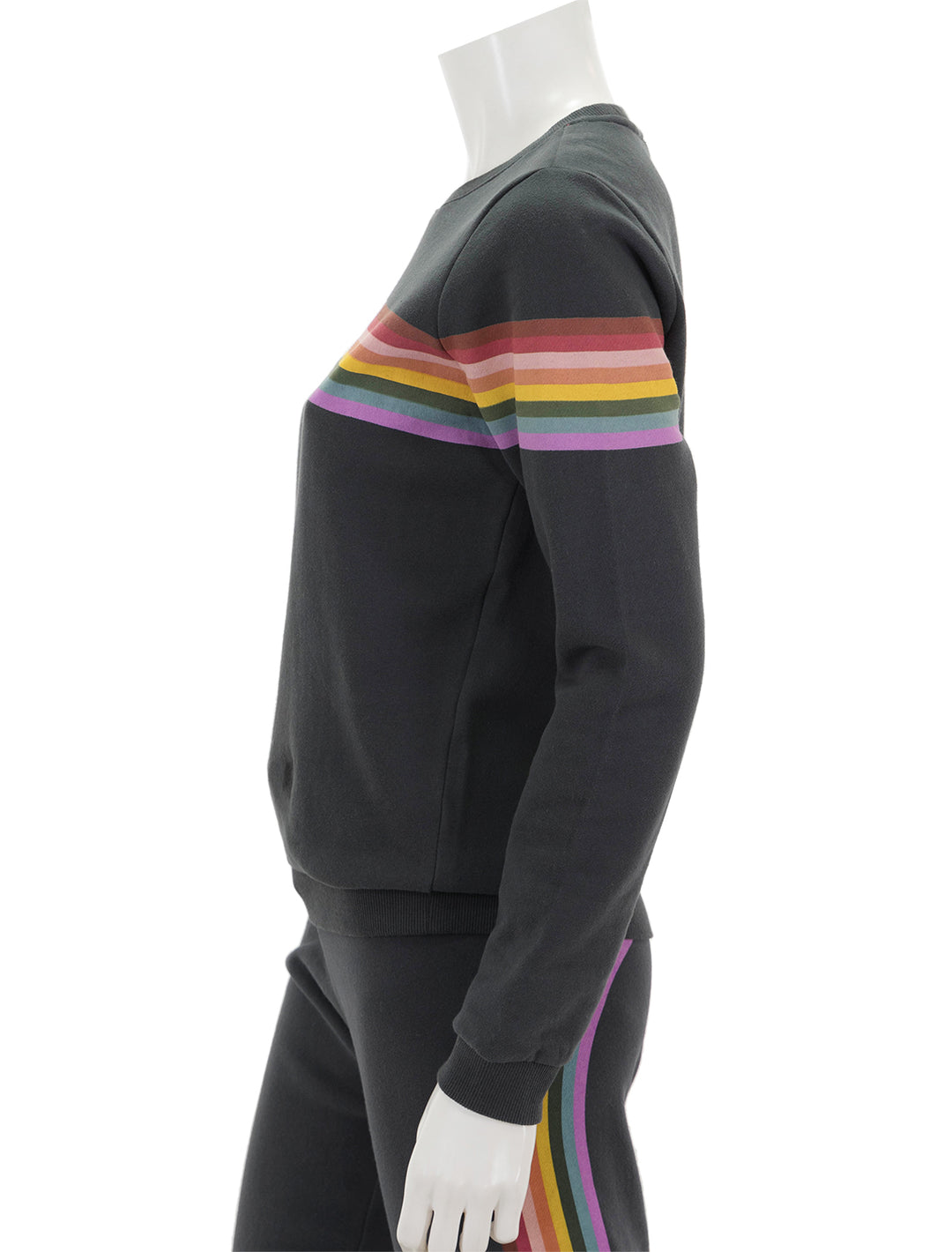 Side view of Marine Layer's anytime sweatshirt in washed black.