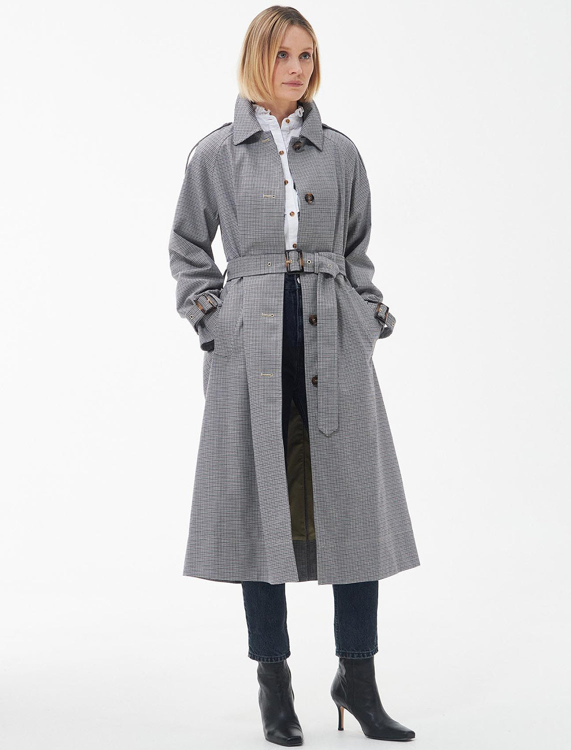 marie check showerproof mini check trench – Twigs