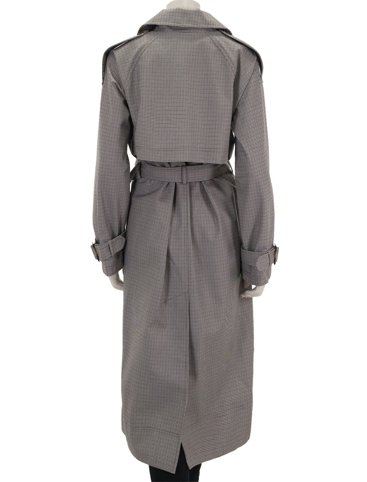Back view of Barbour's marie check showerproof mini check trench.