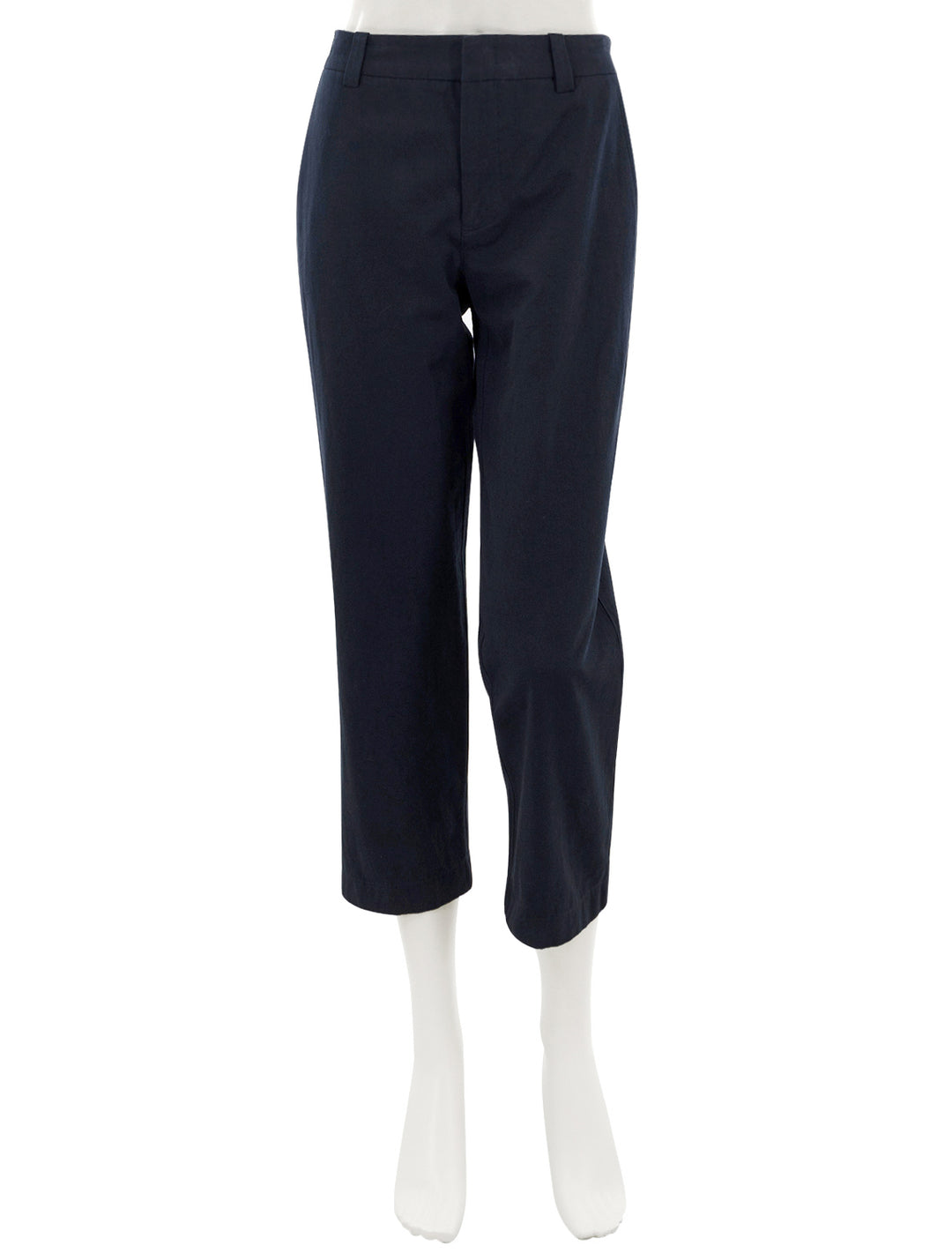Front view of Vince's mid rise washed cotton crop pant in coastal.