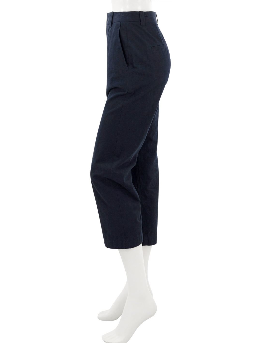 Side view of Vince's mid rise washed cotton crop pant in coastal.