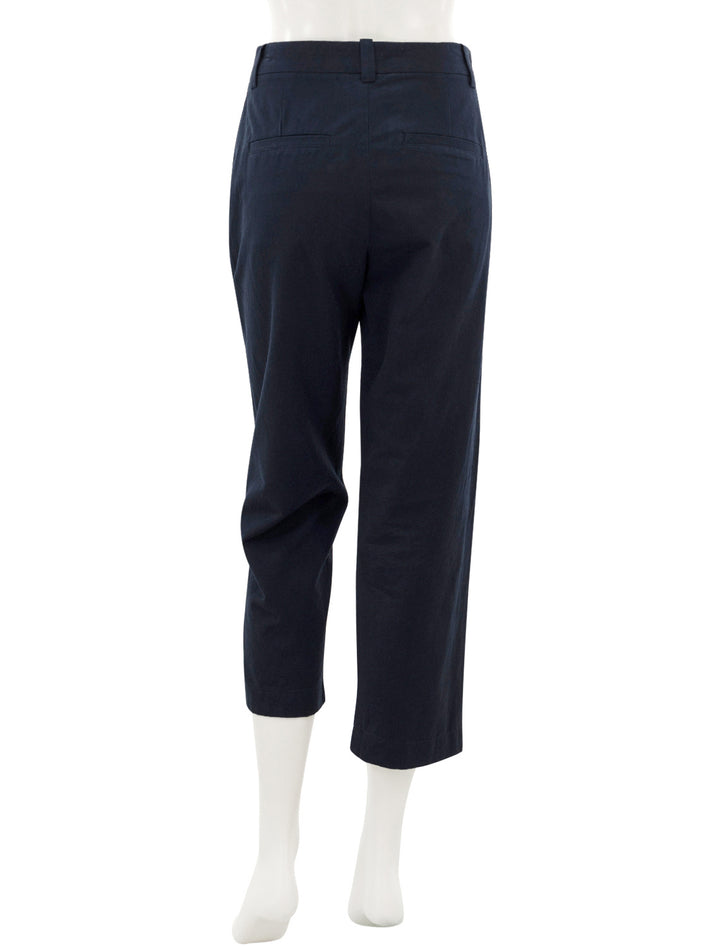 Back view of Vince's mid rise washed cotton crop pant in coastal.