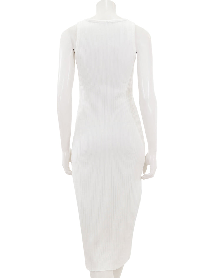 Back view of Vince's rib scoop neck dress in off white.
