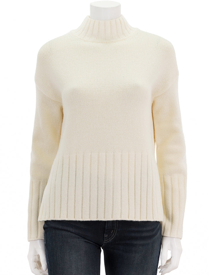 Front view of Barbour's winona pullover in antique white.