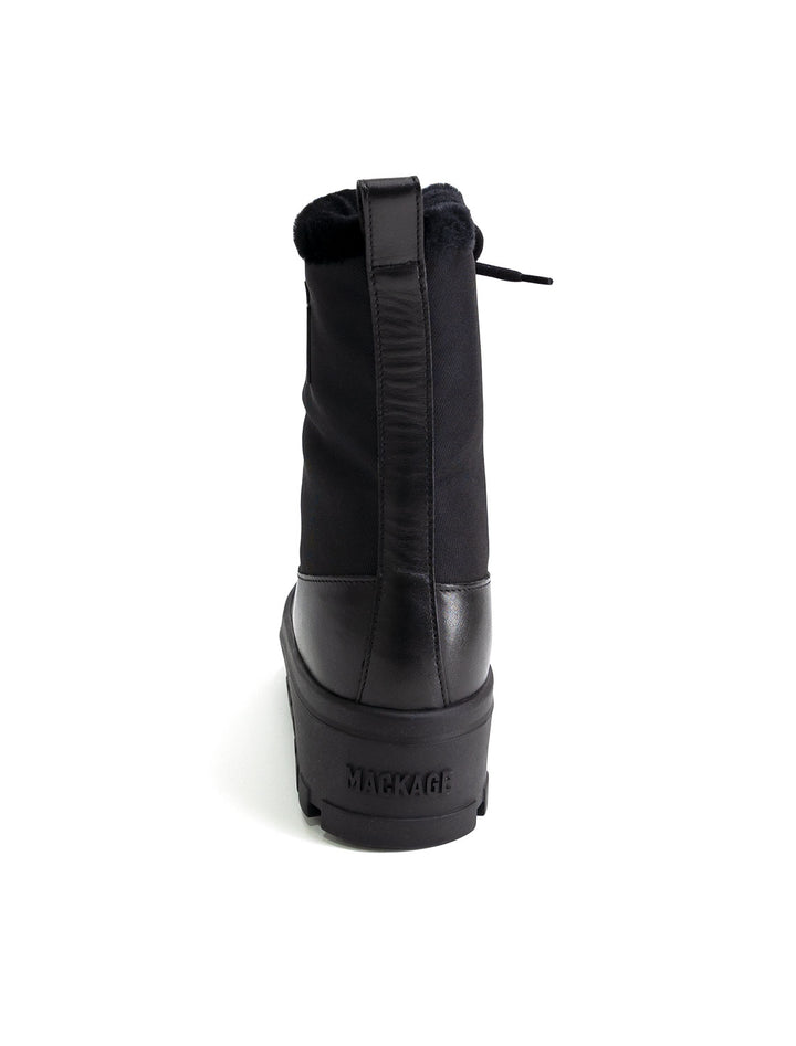 Back view of Mackage's hero boots in black.