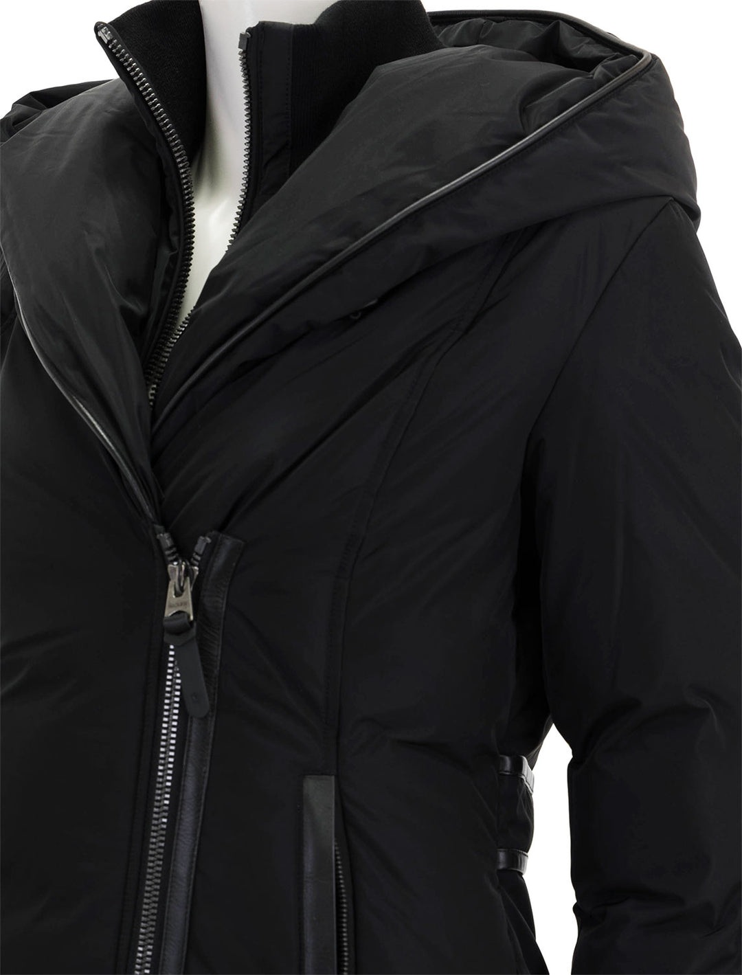 Close-up view of Mackage's kay in black.