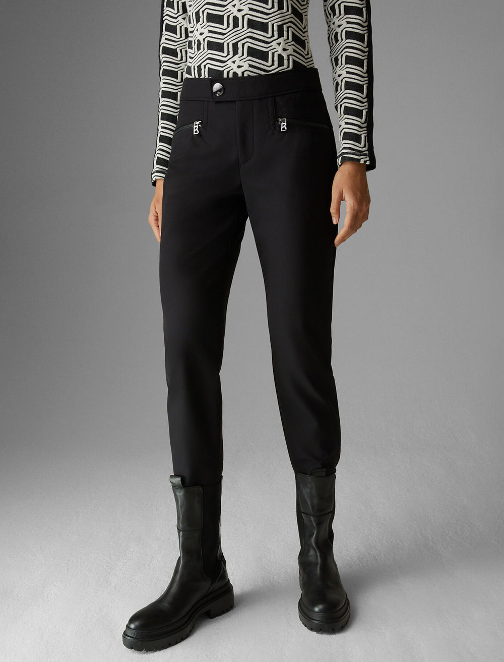 Model wearing Bogner's lindy pant in black.