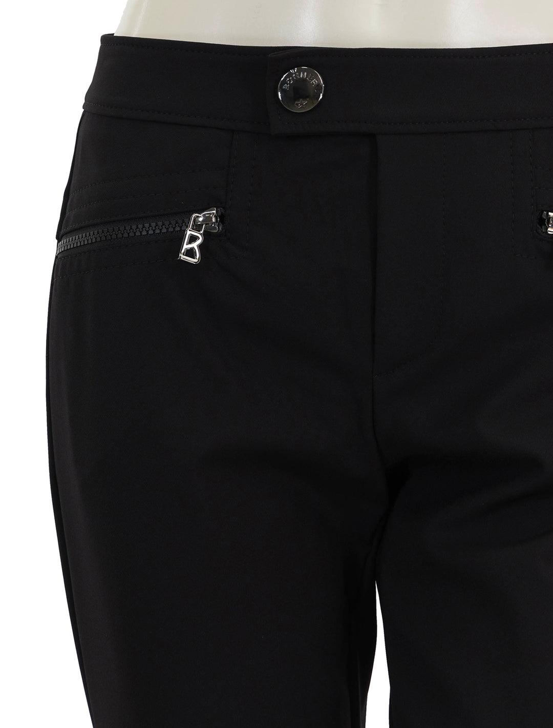 Close-up view of Bogner's lindy pant in black.