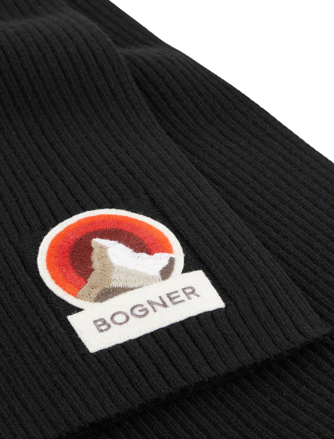 Close-up view of Bogner's bailee scarf in black.